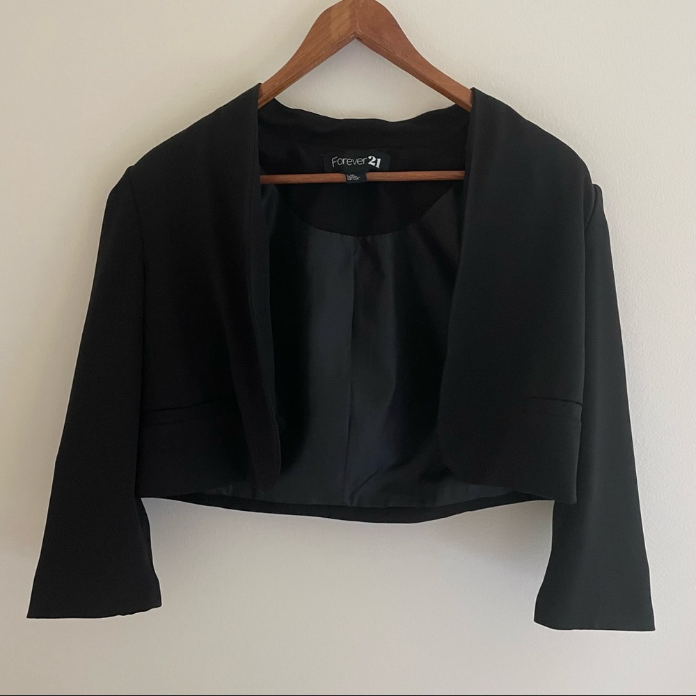 Forever 21 Black Cropped Open Blazer